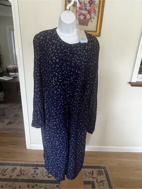 Boden Navy Dress with Daisy Print Midi Length NWT Size 18L